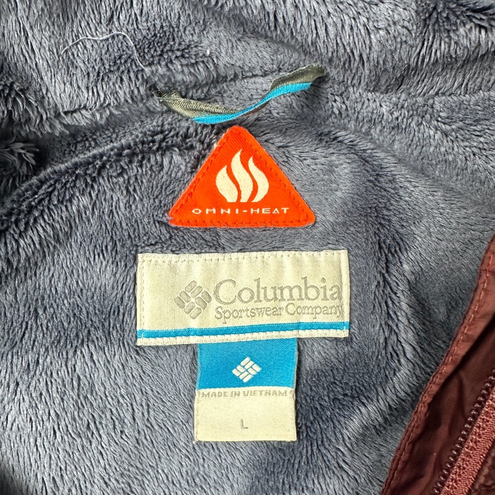 Columbia Womens Omni-Heat Insulated Hooded Burgundy Jacket L Winter Outdoor - Picture 17 of 17